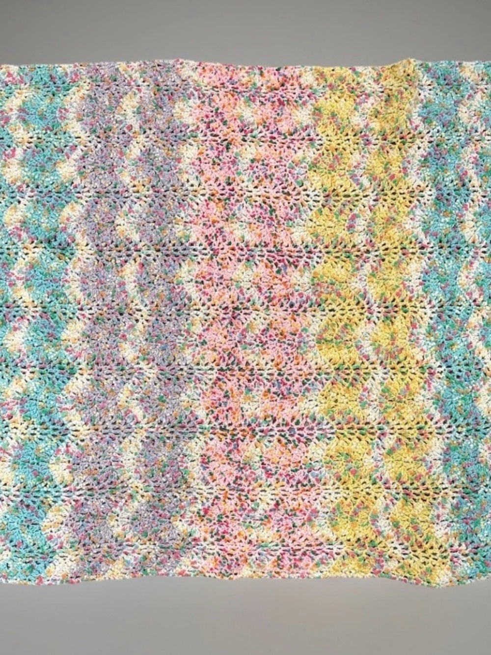 Multicolor Pastel Crochet blanket 36x40 lap baby super soft
